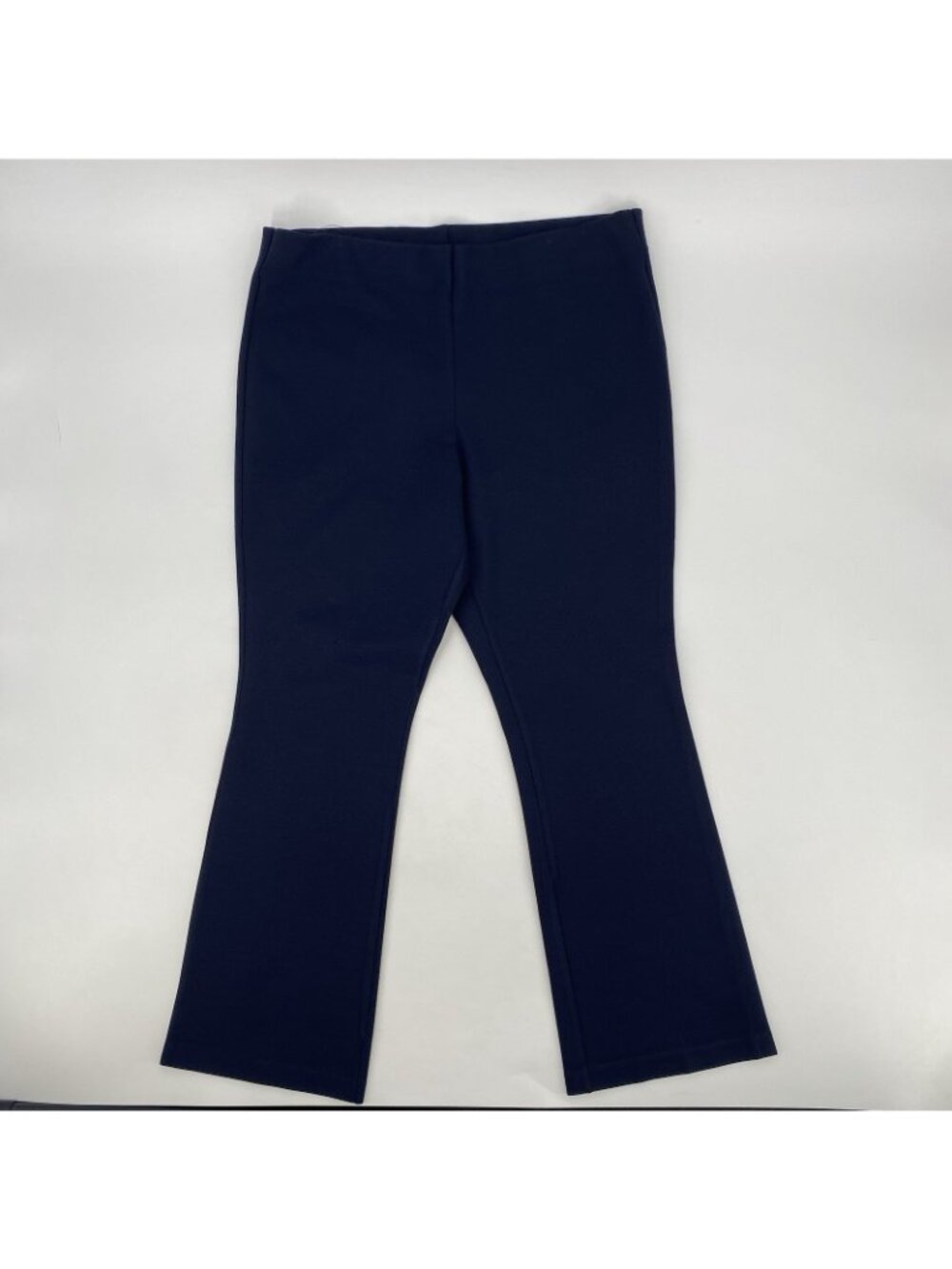 Ann Mashburn Pants Womens Large Navy Stretch Pull On Slim Ponte Mini Flare Hem - Picture 15 of 15